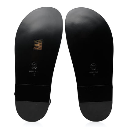 Chanel Grained Calfskin Velcro Dad Sandals 38 Black 5 of 9