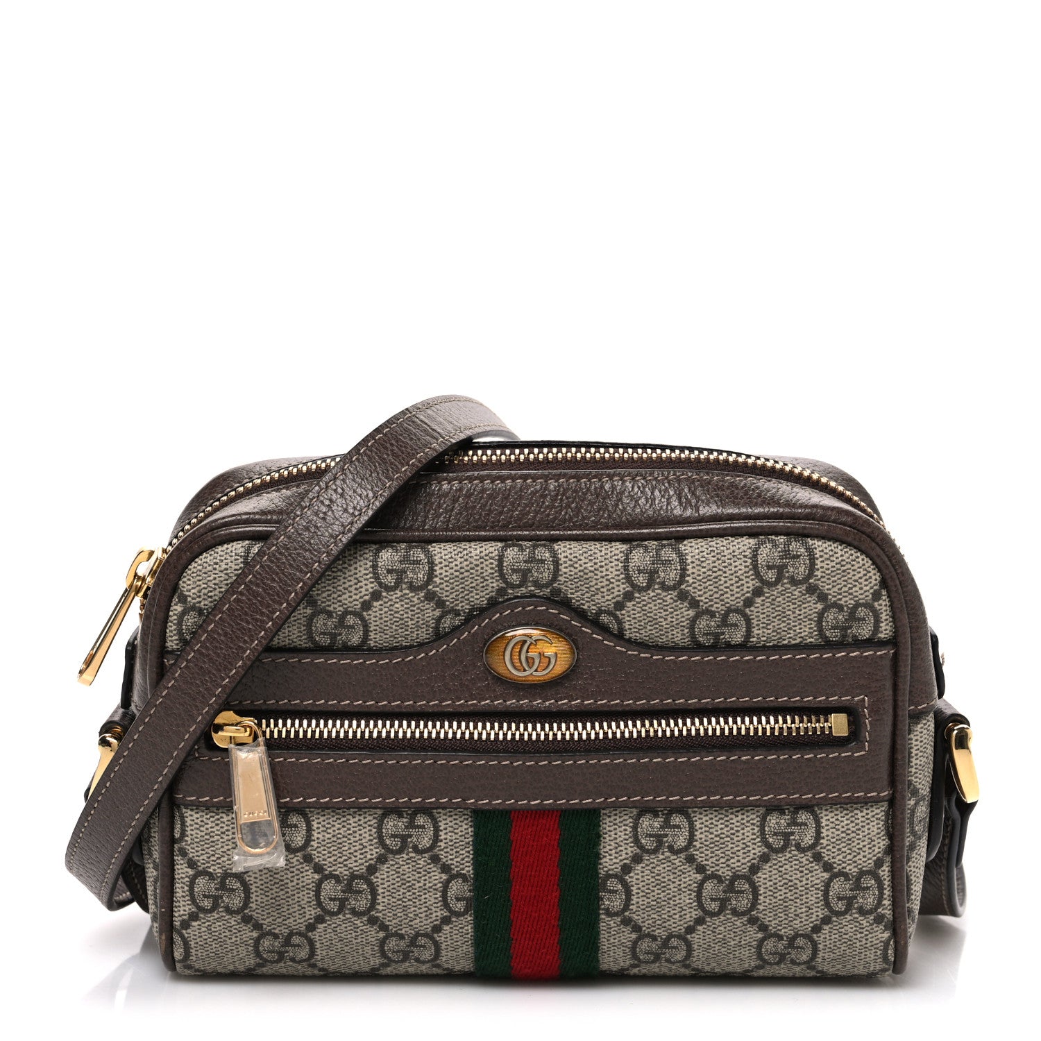 Gucci GG Supreme Monogram Web Mini Ophidia Shoulder Bag Brown 1 of 10
