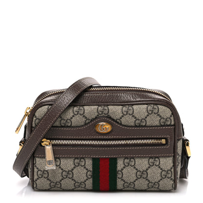 Gucci GG Supreme Monogram Web Mini Ophidia Shoulder Bag Brown 1 of 10