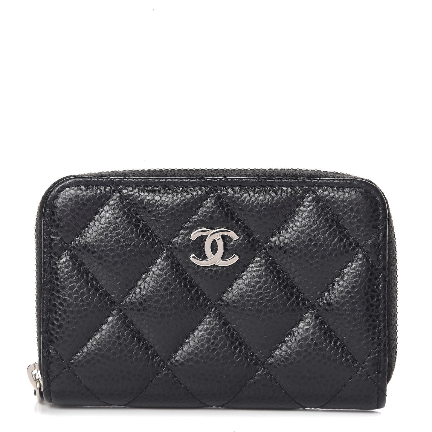 Caviar Quilted Zip Coin Purse Black