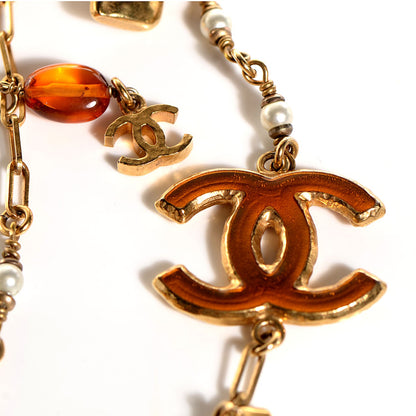 Chanel Pearl Beaded CC Long Necklace Gold 3 of 4