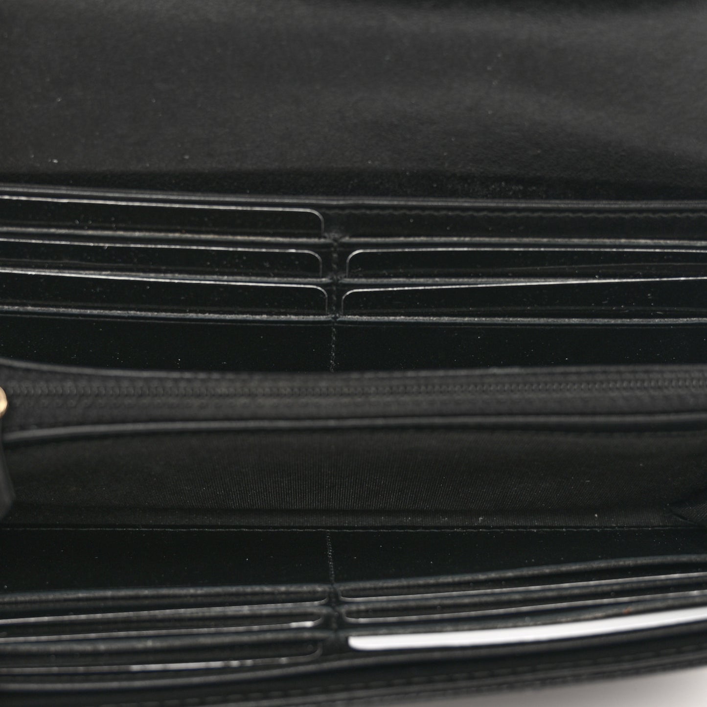 Caviar Quilted Filigree Large Gusset Flap Wallet Black