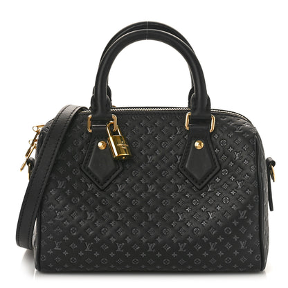 Louis Vuitton Calfskin Nanogram Embossed Speedy 20 Black 1 of 8