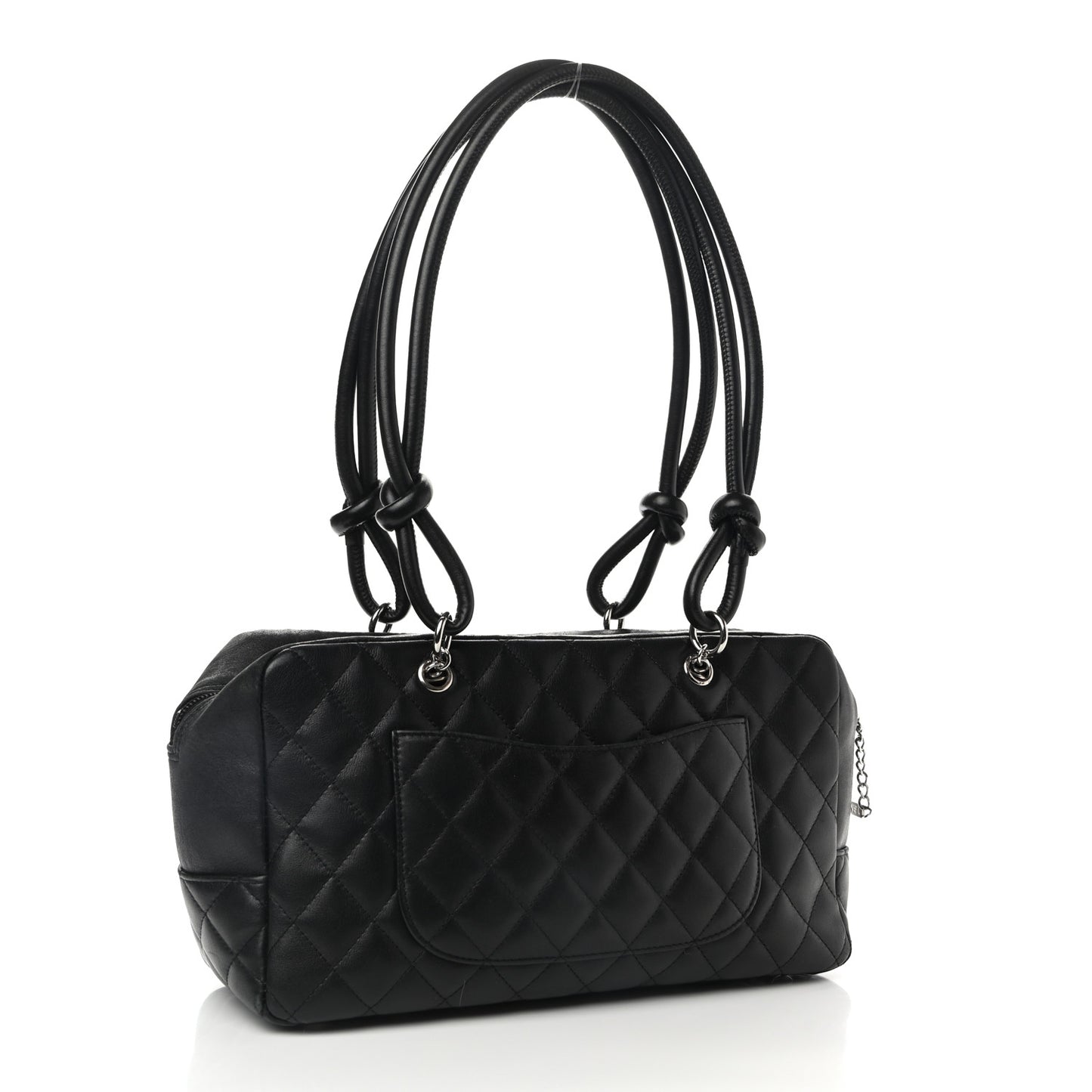 Calfskin Quilted Large Cambon Bowler Black White