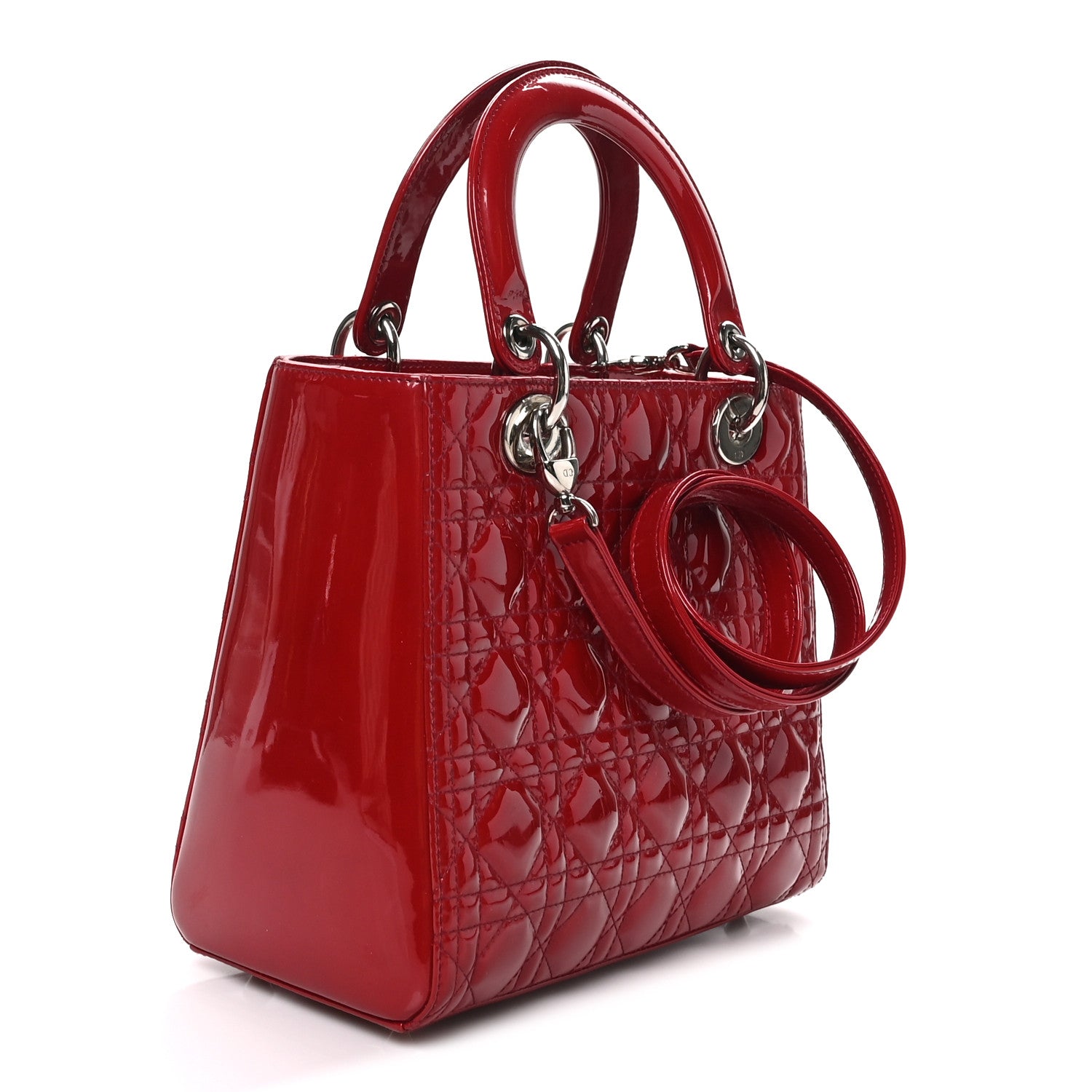 Christian Dior Patent Cannage Medium Lady Dior Burgundy Red 2 of 9