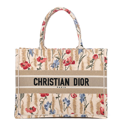 Christian Dior Canvas Embroidered Medium Hibiscus Book Tote Beige Multicolor 1 of 4