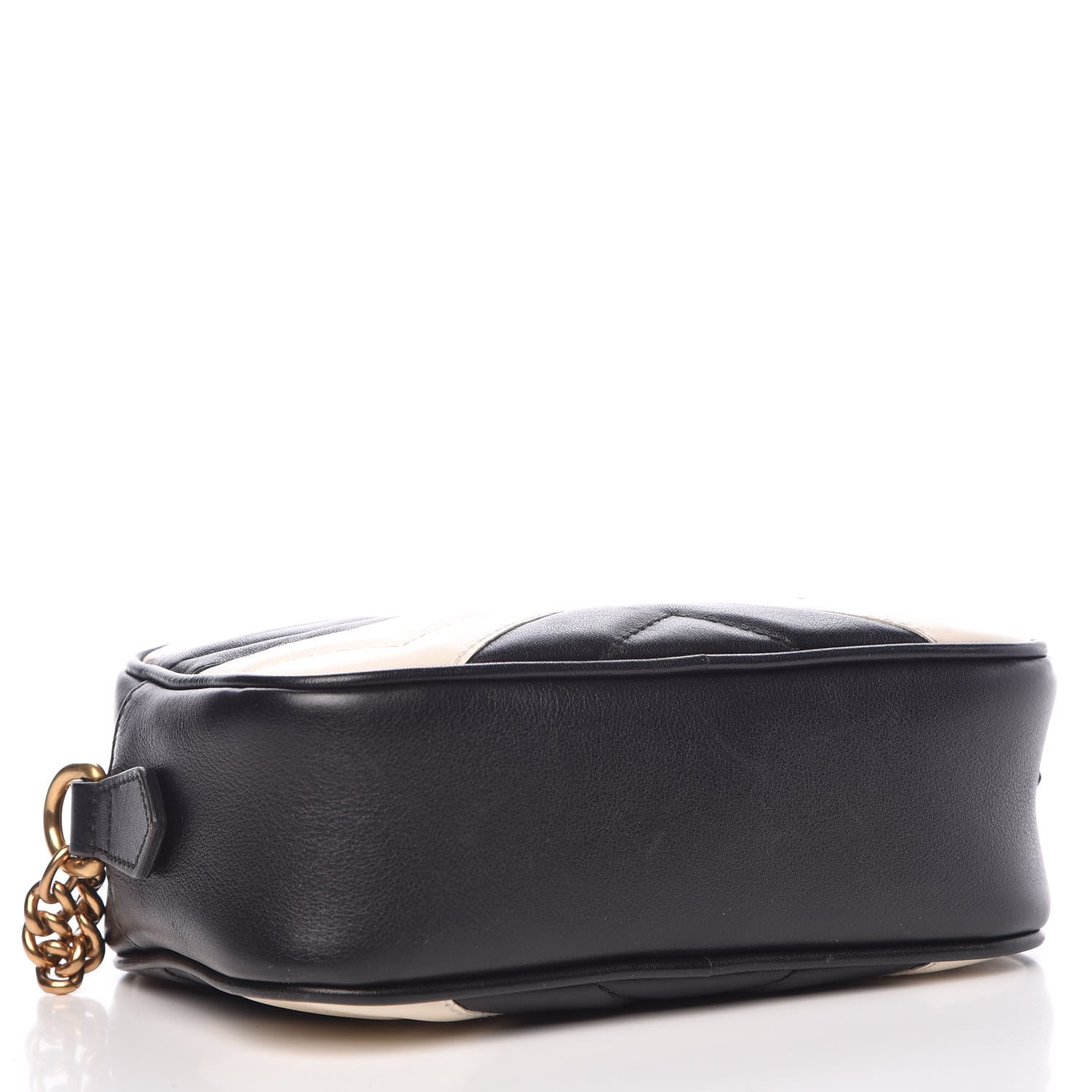 Gucci Calfskin Matelasse Mini GG Marmont Chain Shoulder Bag Black White 4 of 7