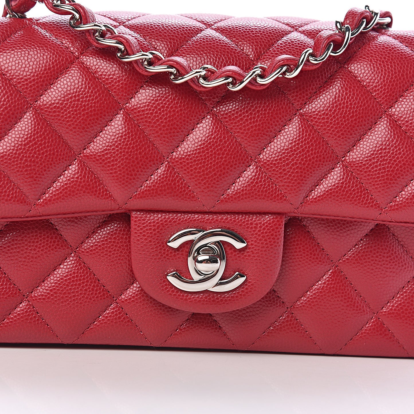 Caviar Quilted Mini Rectangular Flap Dark Pink