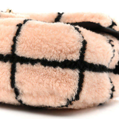 Chanel Shearling Lambskin Large Fluffy Tartan Single Flap Pink Black 8 of 10
