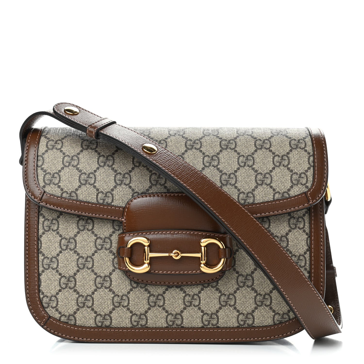 Gucci GG Supreme Monogram Horsebit 1955 Shoulder Bag Beige Brown Sugar 1 of 5