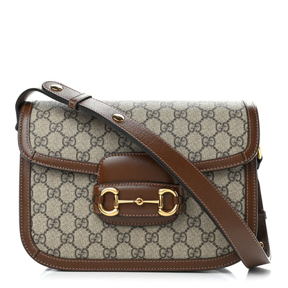 Gucci GG Supreme Monogram Horsebit 1955 Shoulder Bag Beige Brown Sugar 1 of 5