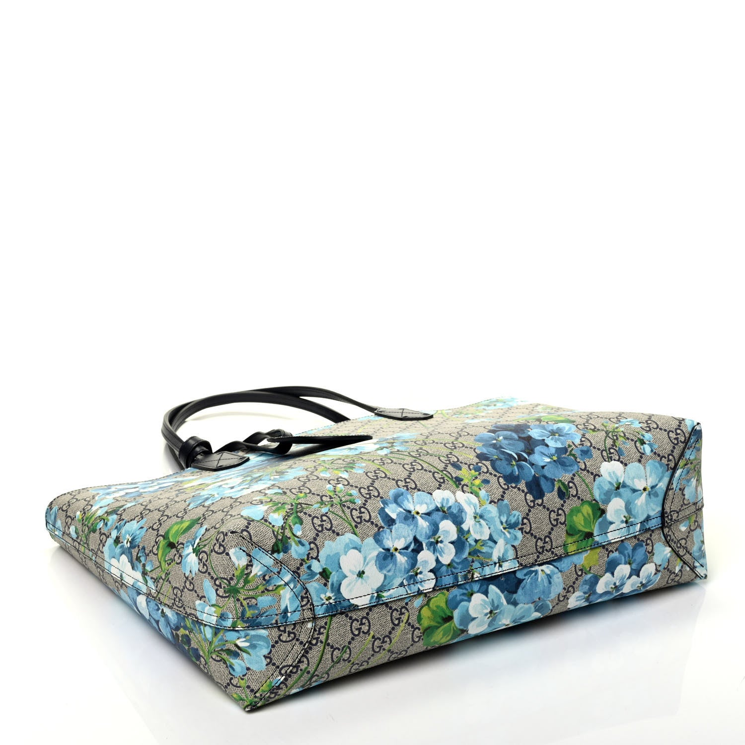 Gucci GG Supreme Monogram Blooms Medium Reversible Tote Beige Blue Navy 6 of 16