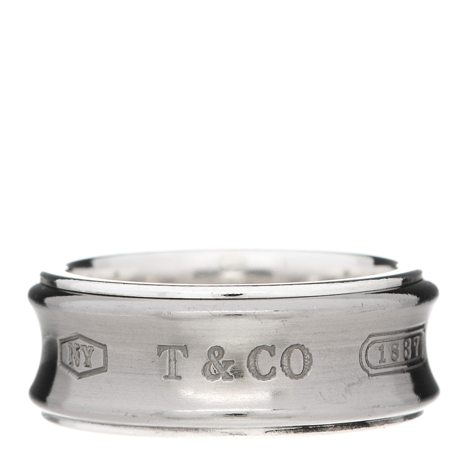 Tiffany Sterling Silver Titanium 1837 Band Ring 55 7.25 1 of 5