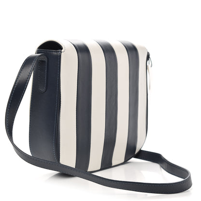 Mansur Gavriel Lambskin Stripe Flap Crossbody Bag Navy White 3 of 10