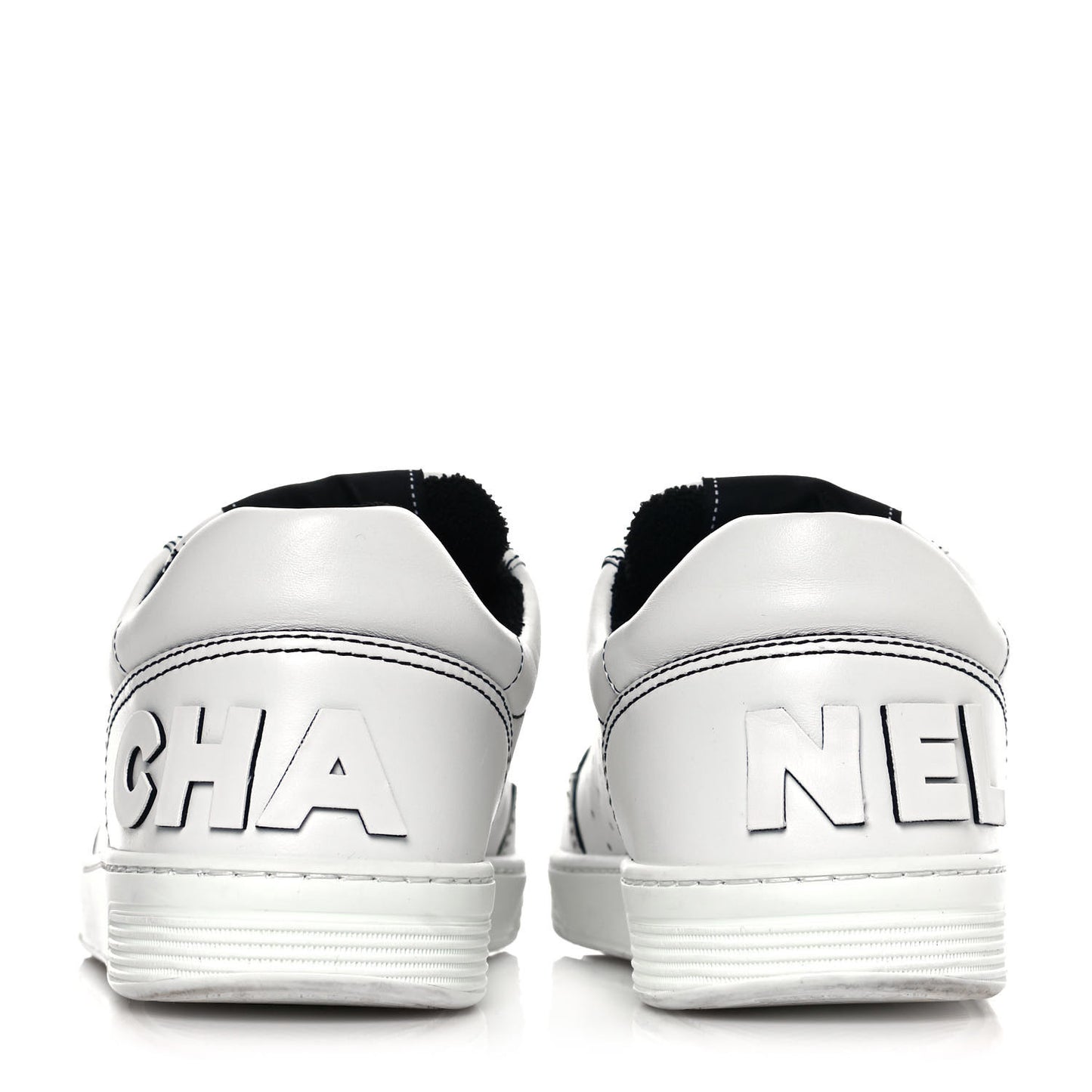 Calfskin Womens Logo Sneakers 41 White Black