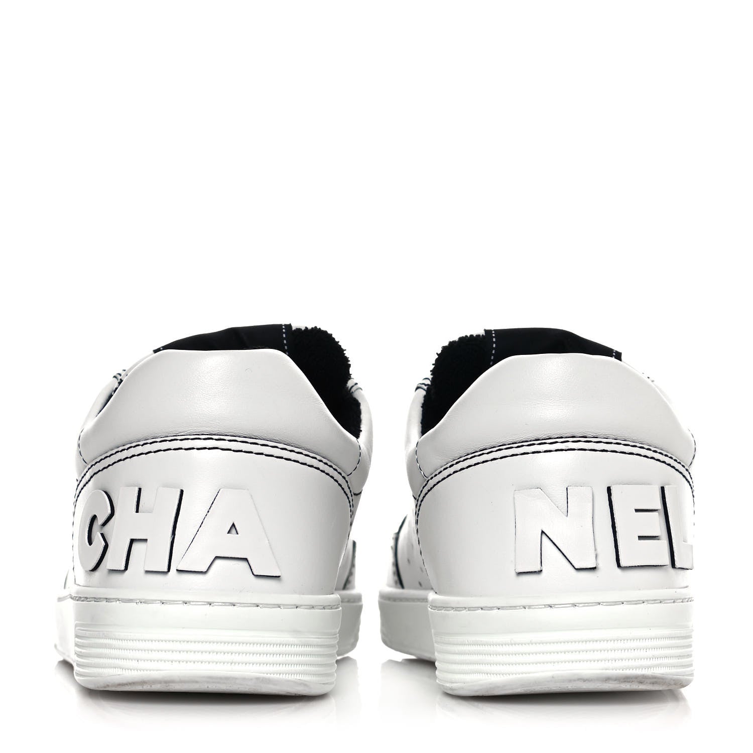 Chanel Calfskin Womens Logo Sneakers 41 White Black 8 of 12