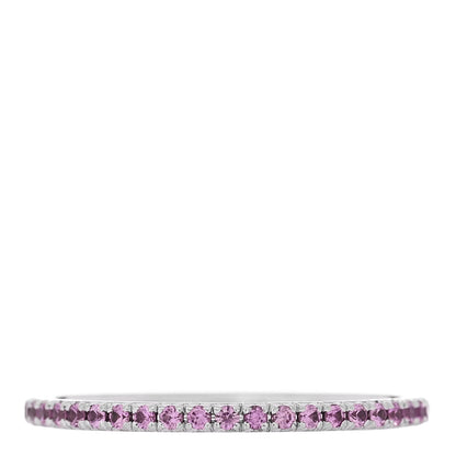 Tiffany 18K White Gold Pink Sapphire Metro Ring 56 7.5 3 of 5