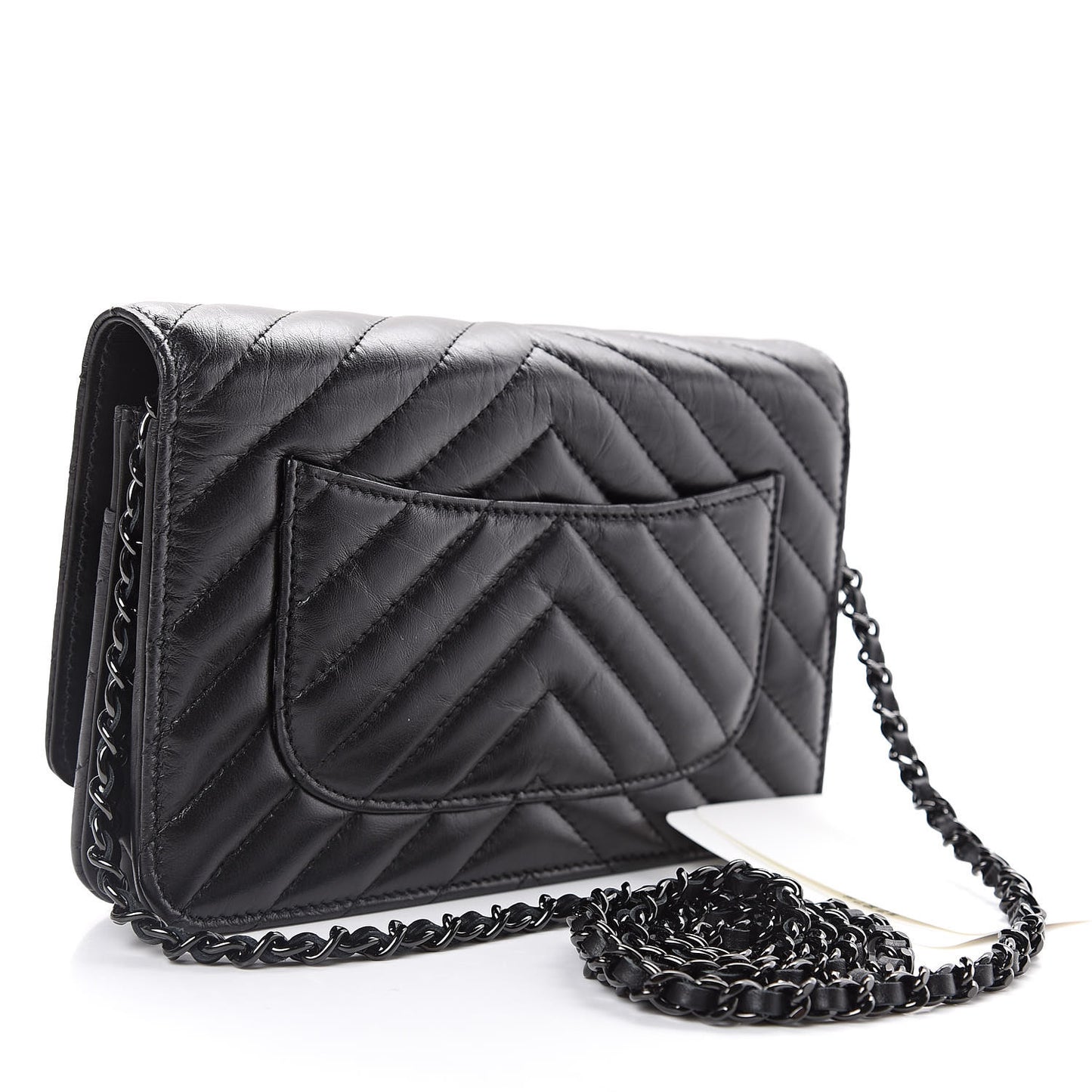 Aged Calfskin Chevron Quilted Reissue Wallet On Chain WOC So Black