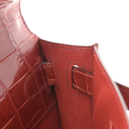Hermes Shiny Porosus Crocodile Kelly Cut Pochette Sanguine 17 of 30