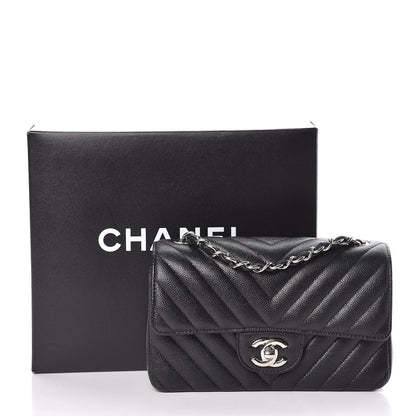 Chanel Caviar Chevron Quilted Mini Rectangular Flap Black 11 of 11