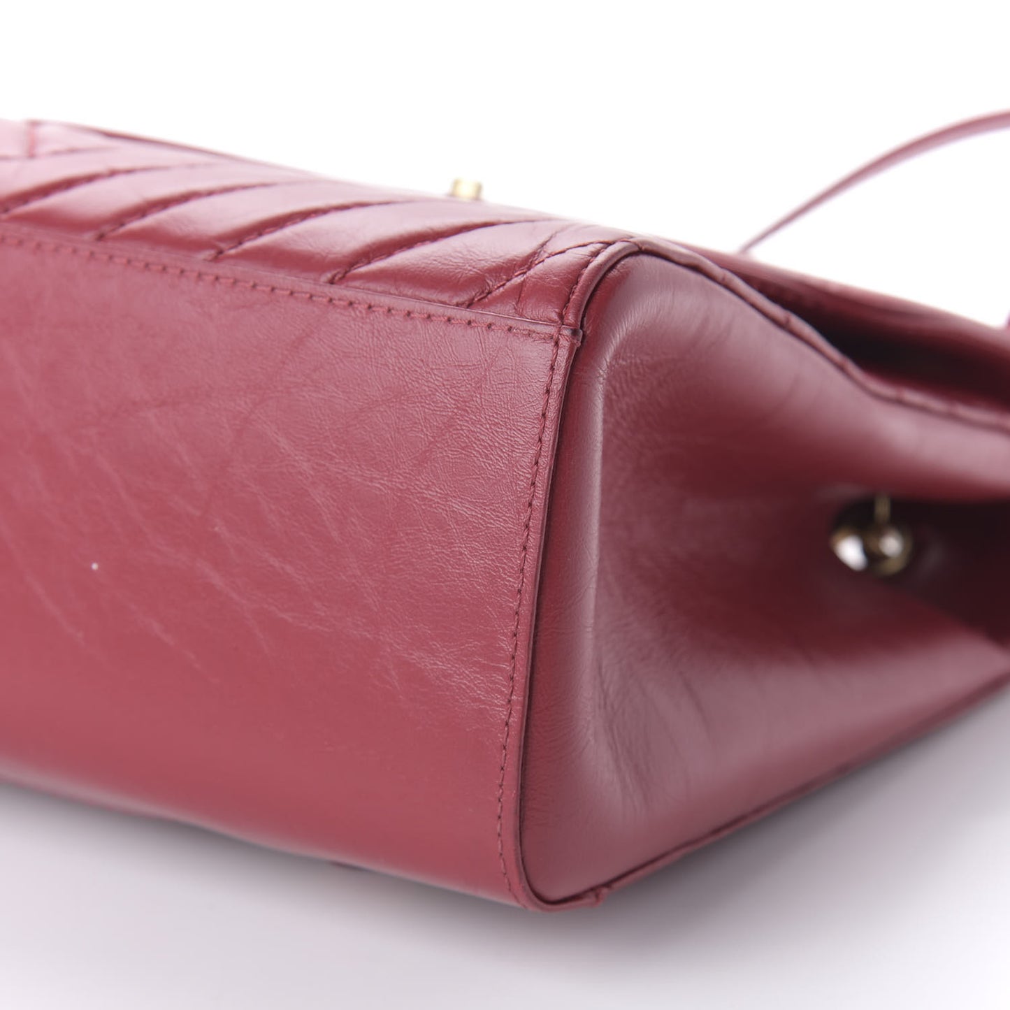 Aged Calfskin Chevron Quilted Backpack Red