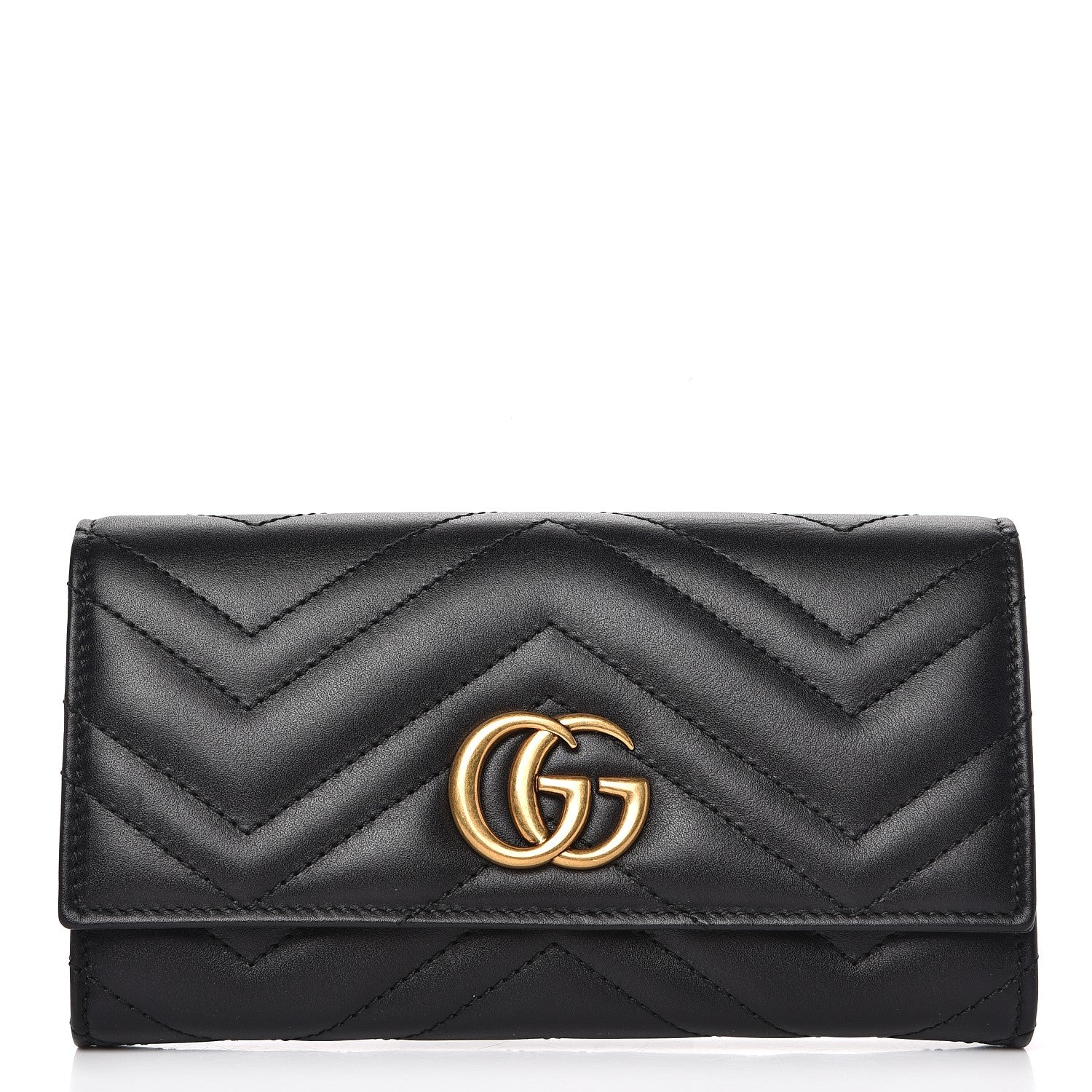 Gucci Calfskin Matelasse GG Marmont Continental Wallet Black 1 of 7
