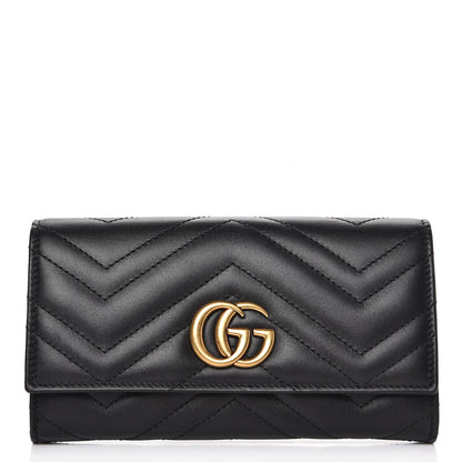 Gucci Calfskin Matelasse GG Marmont Continental Wallet Black 1 of 7