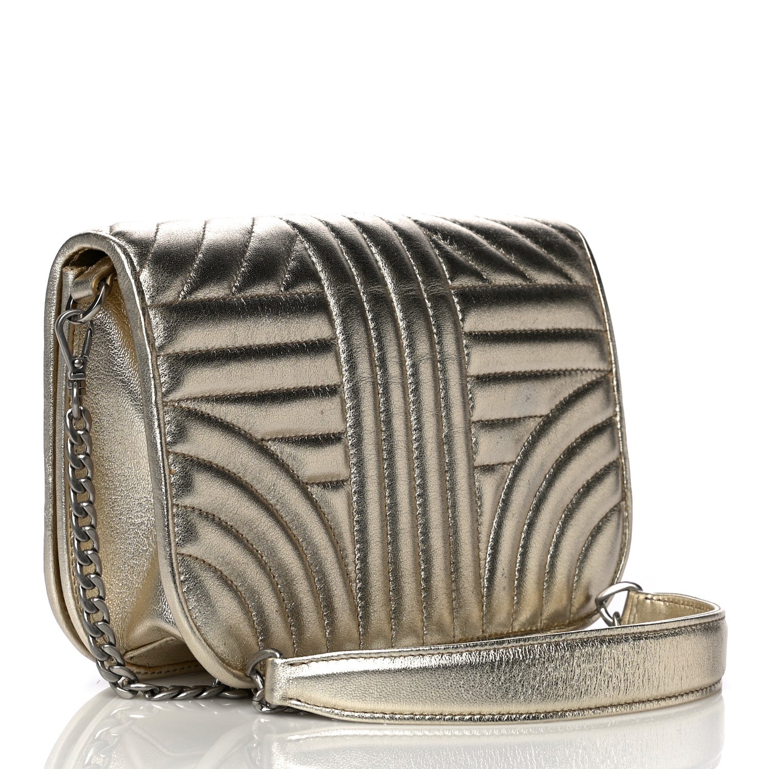 Prada Metallic Nappa Impunture Small Diagramme Crossbody Bag Gold 4 of 14