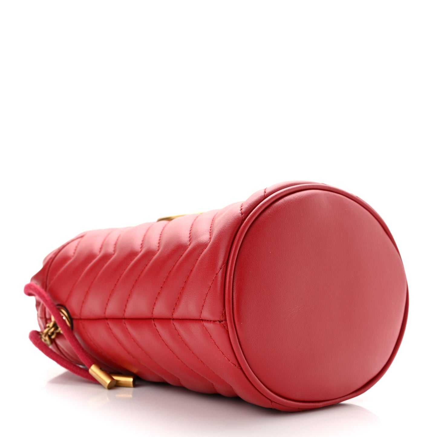 Calfskin Matelasse Mini GG Marmont 2.0 Bucket Bag Hibiscus Red