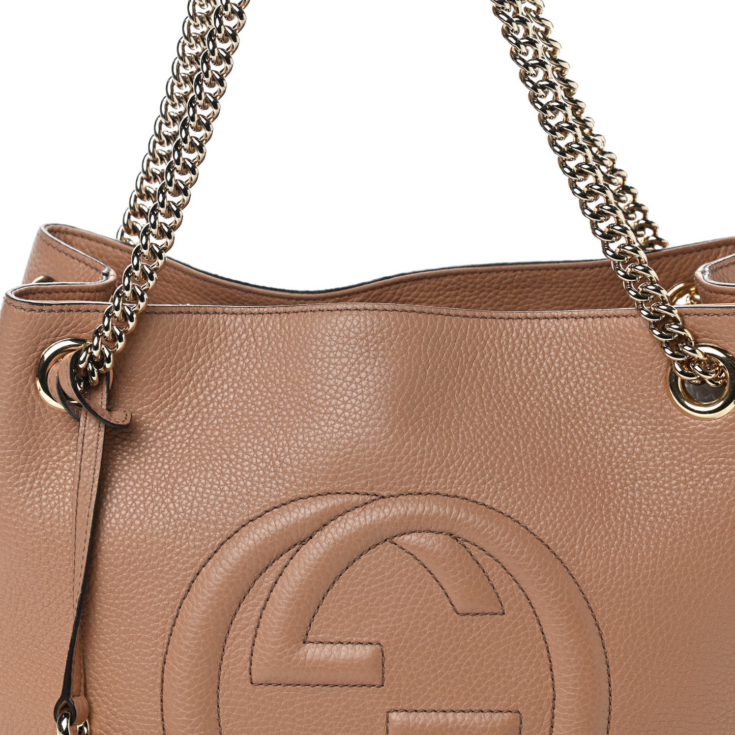 Pebbled Calfskin Medium Soho Chain Shoulder Bag Rose Beige