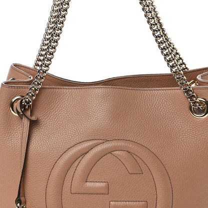 Gucci Pebbled Calfskin Medium Soho Chain Shoulder Bag Rose Beige 8 of 13