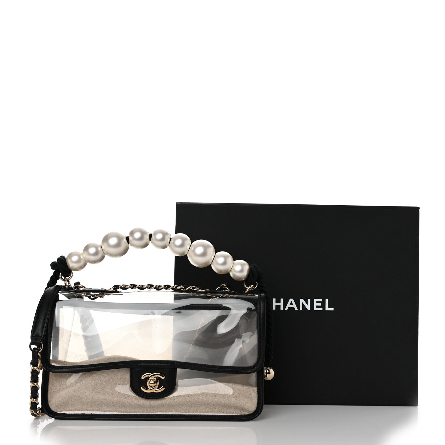 Chanel Lambskin PVC Sand By The Sea Flap With Pearl Strap Black 11 of 11