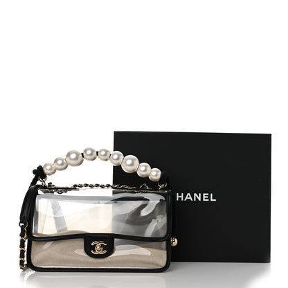 Chanel Lambskin PVC Sand By The Sea Flap With Pearl Strap Black 11 of 11
