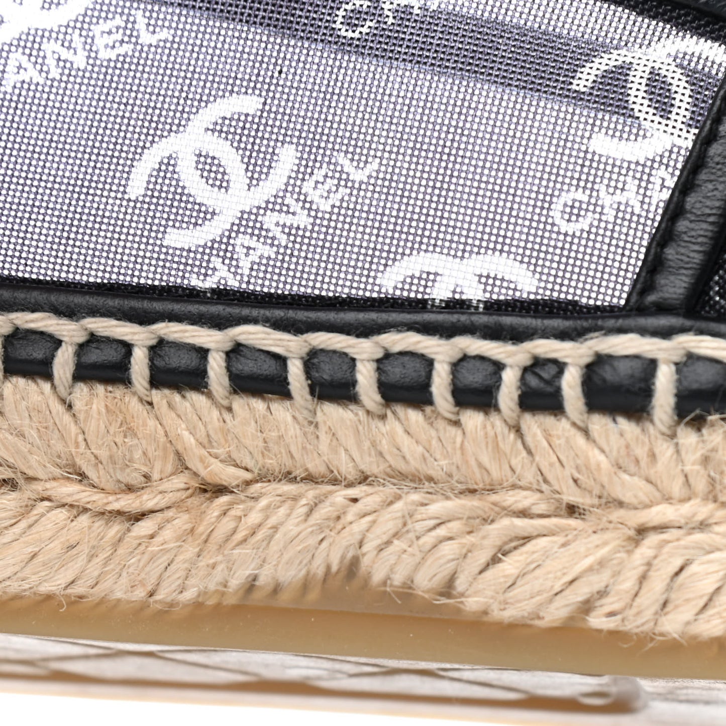 Mesh Grosgrain CC Espadrilles 40 Black White