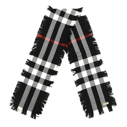 Burberry Wool Half Mega Check Fringe Scarf Black 2 of 3