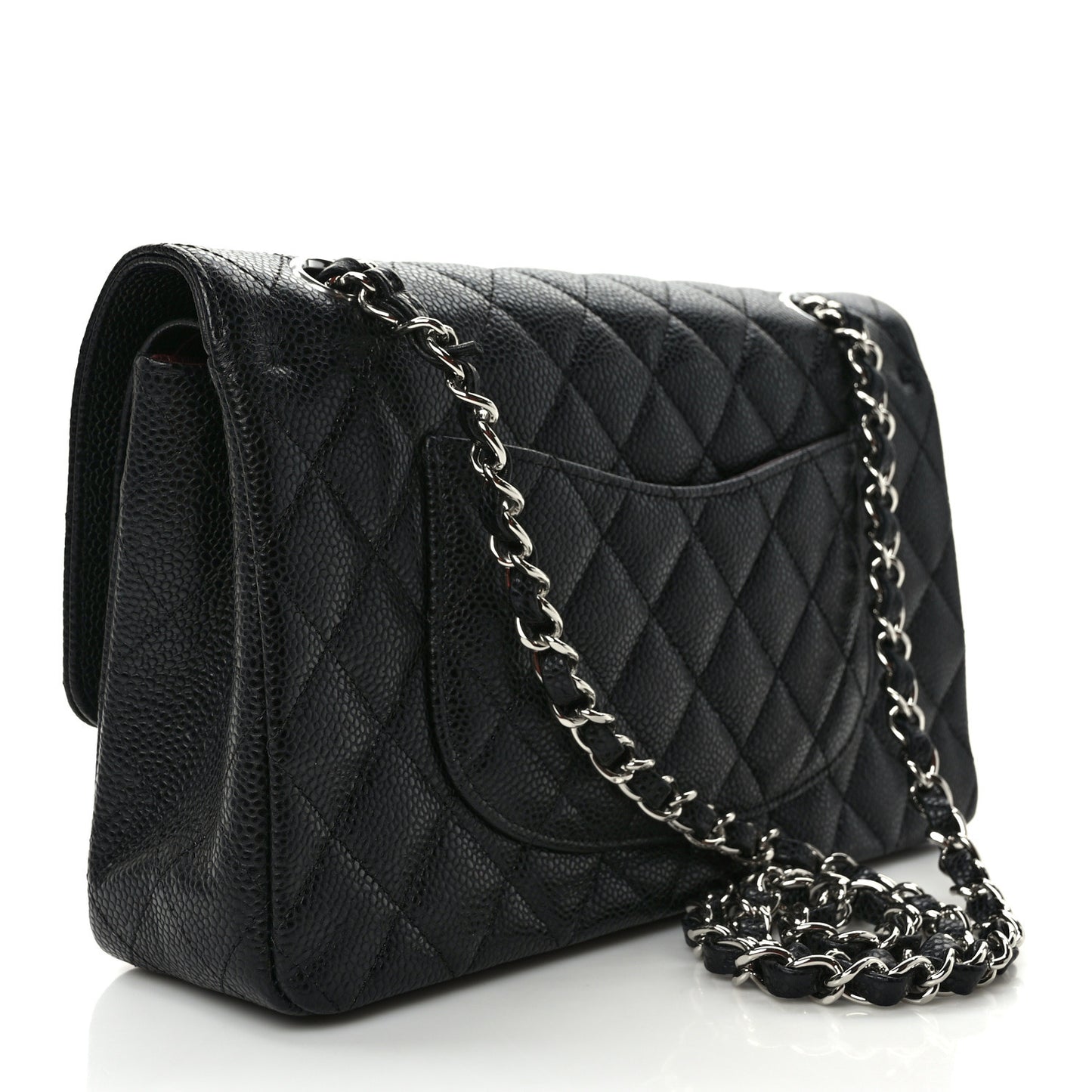 Caviar Quilted Medium Double Flap Black