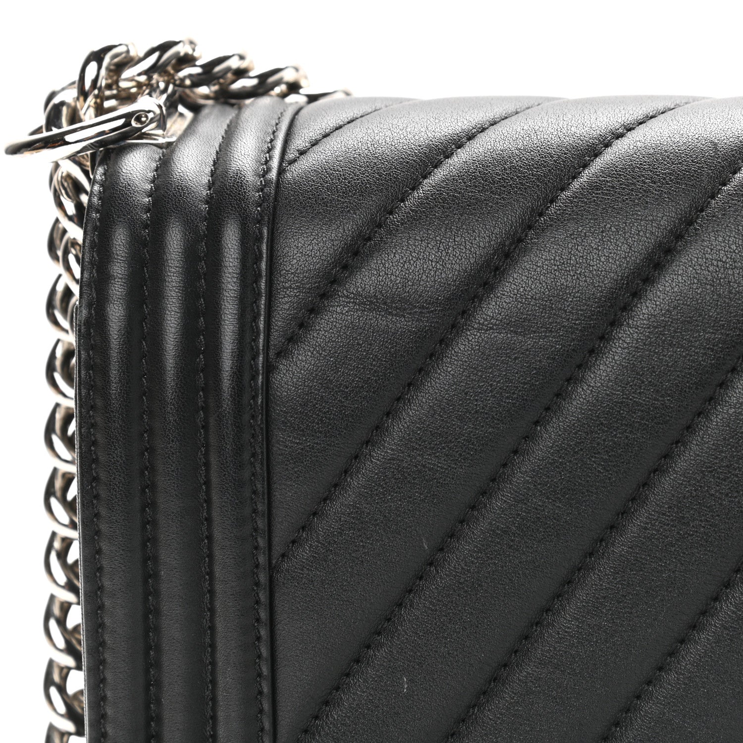 Chanel Calfskin Chevron Quilted Medium Boy Flap Black 10 of 11
