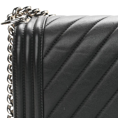 Chanel Calfskin Chevron Quilted Medium Boy Flap Black 10 of 11