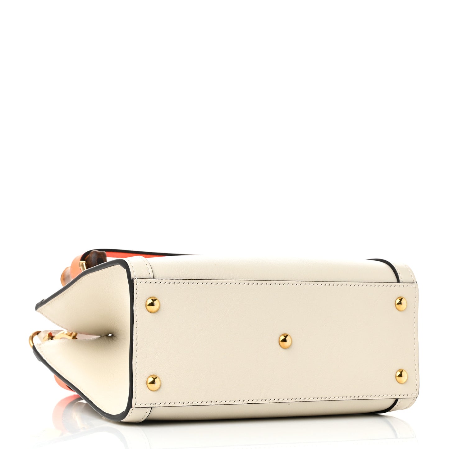 Wonka Grain Calfskin Mini Diana Tote Bag Mystic White Orange Fluo