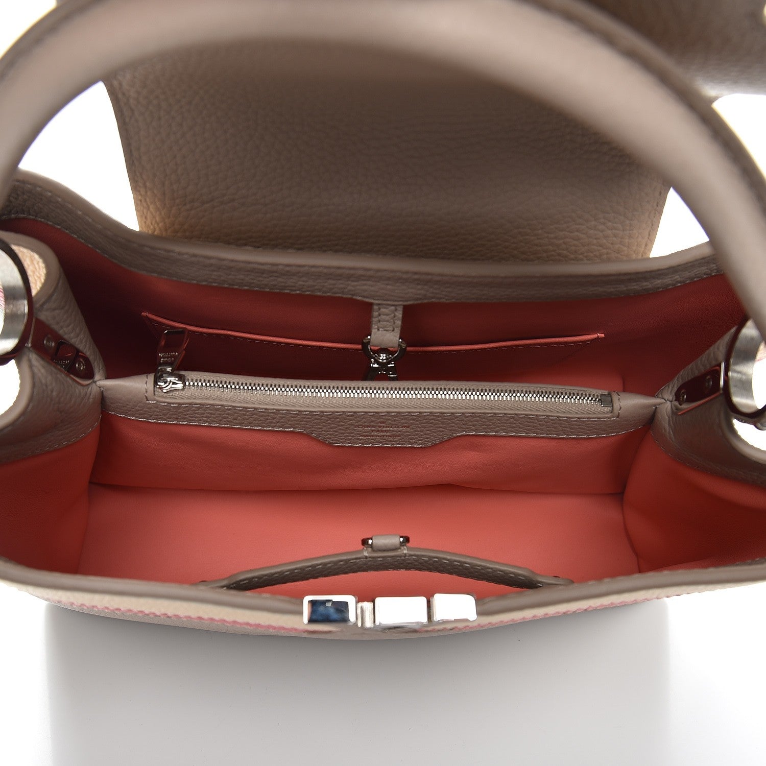 Louis Vuitton Taurillon Capucines MM Galet Coral Pebble 5 of 6