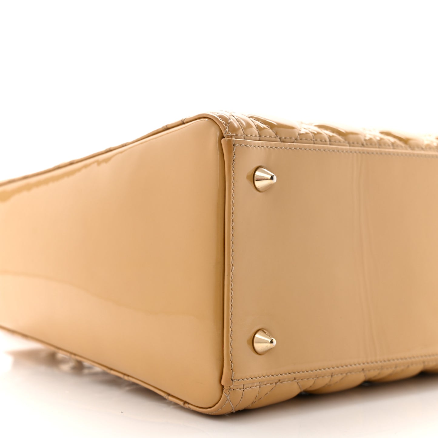 Patent Cannage Medium Lady Dior Beige
