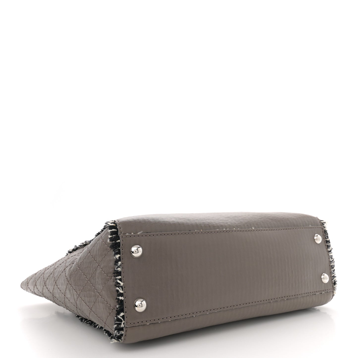 Glazed Calfskin Tweed Tweedy Shopping Tote Brown