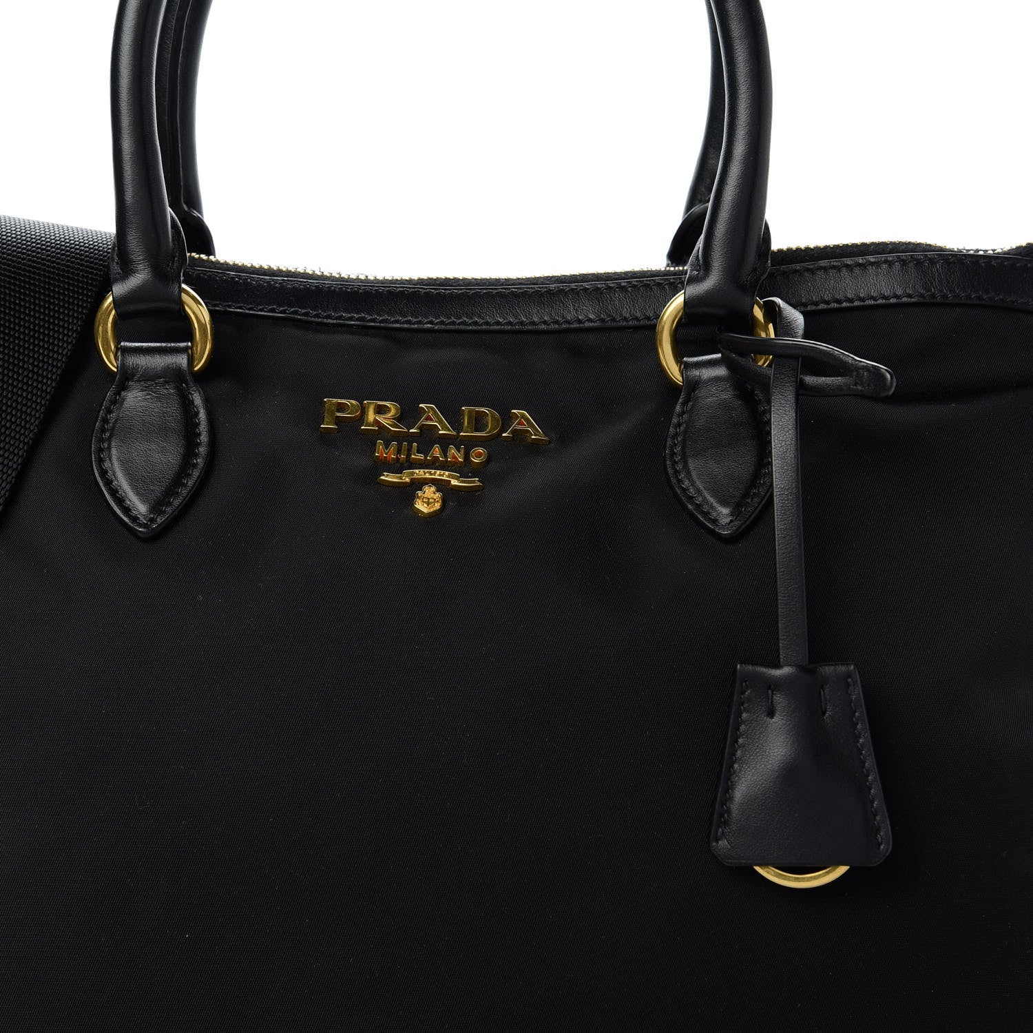 Prada Tessuto Nylon Soft Calf Tote Black 10 of 10