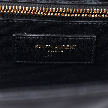 Saint Laurent Grain De Poudre Matelasse Chevron Large Monogram Satchel Black 5 of 7