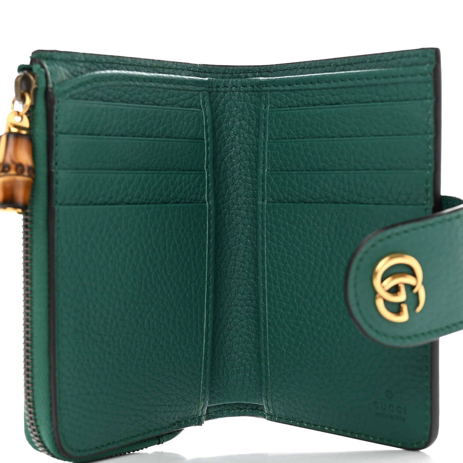 Gucci Piuma Calfskin Medium Bamboo Double G Wallet Emerald 5 of 10
