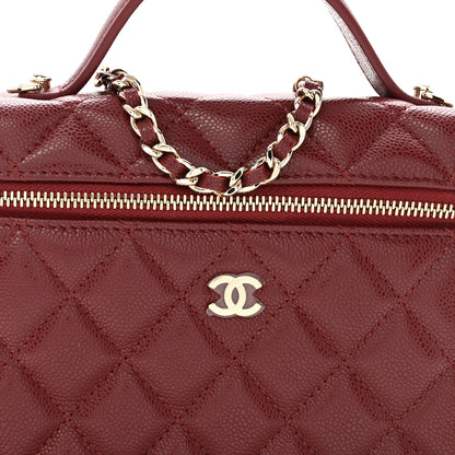 Chanel Caviar Quilted Top Handle Slim Vanity With Chain Burgundy 8 of 10