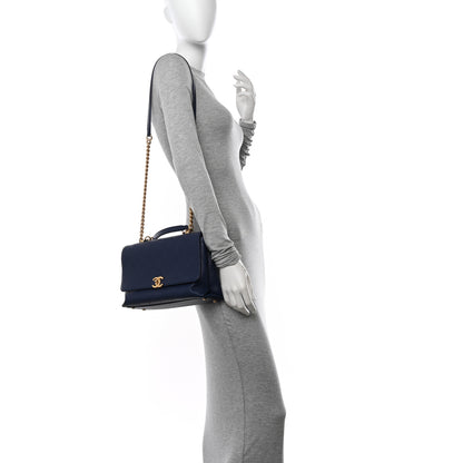 Chanel Caviar Diamond Stitched Top Handle Flap Navy 3 of 19