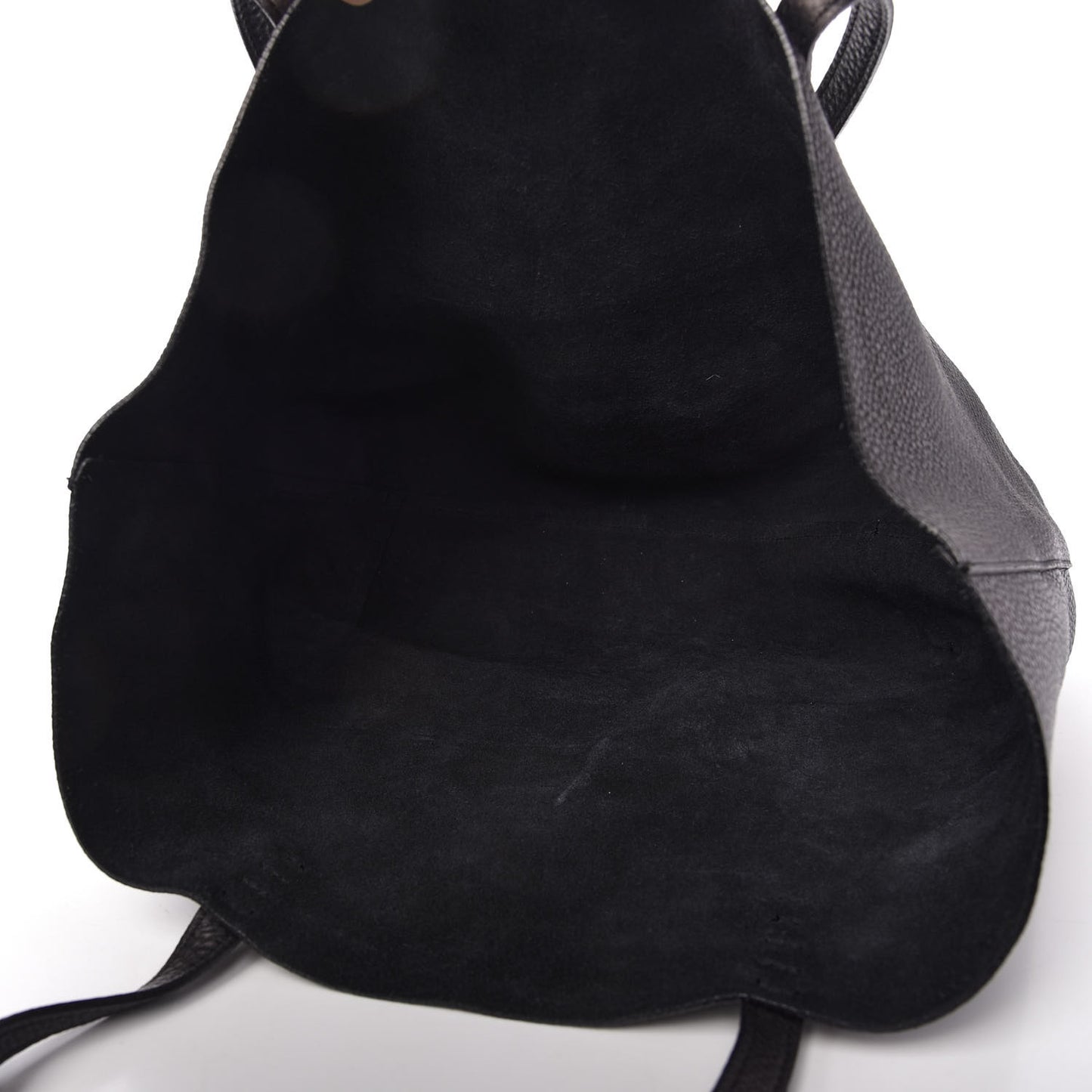 Tumbled Calfskin Large Shopping Tote Black