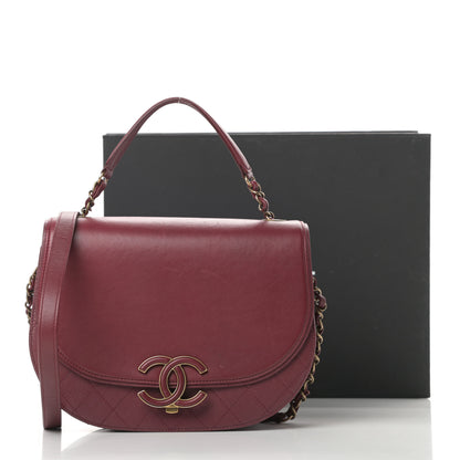 Chanel Shiny Calfskin Goatskin Quilted Medium Coco Curve Messenger Flap Burgundy 16 of 16
