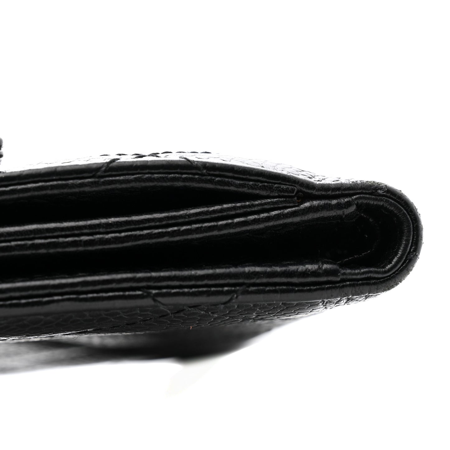 Caviar Quilted Compact French Flap Wallet Black